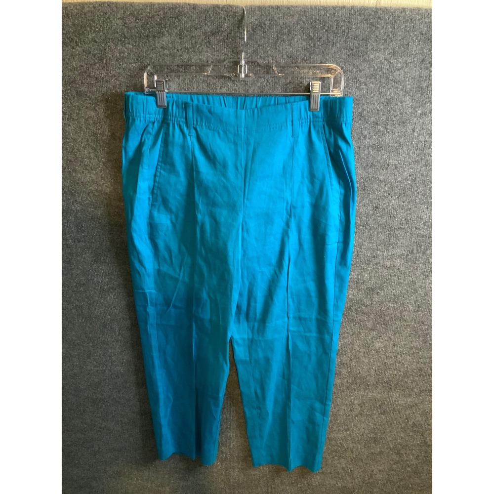 J. Jill Linen Blend Crop Pants Mediterranean Blue Petite Medium NWT
